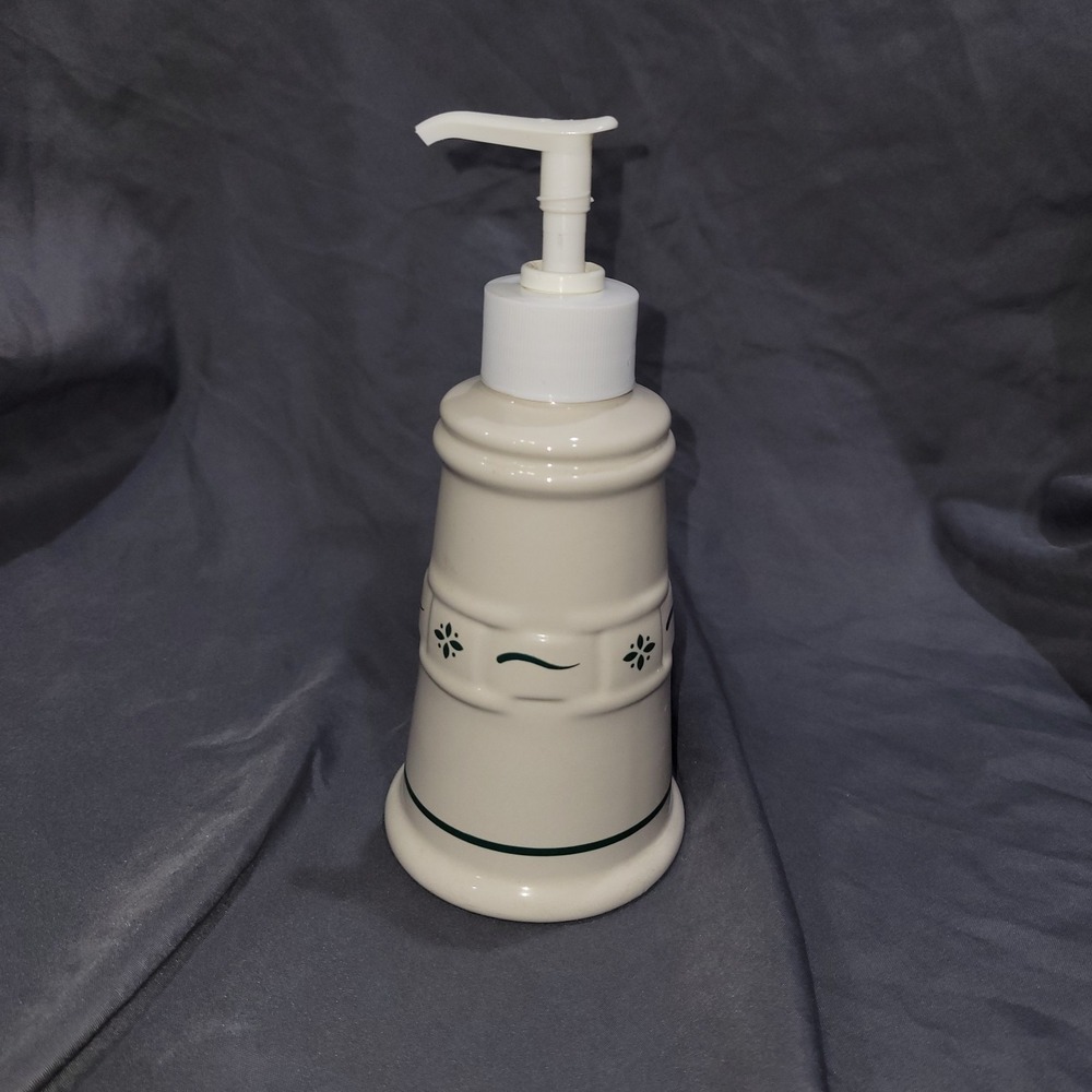 Longaberger Pottery Woven Traditions Heritage Green Lotion or Soap Dispenser